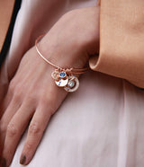 Zodiac Constellation Expandable Bangle Bracelet with Crystal Charm, Rose Gold Plated, 7"