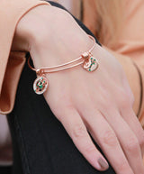 Zodiac Constellation Expandable Bangle Bracelet with Crystal Charm, Rose Gold Plated, 7"