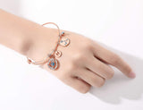 Zodiac Constellation Expandable Bangle Bracelet with Crystal Charm, Rose Gold Plated, 7"