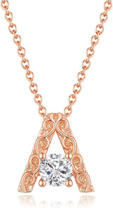 Personalized Initial Letter Pendant Necklace, Rose Gold Plated, A-Z, 16"+2"