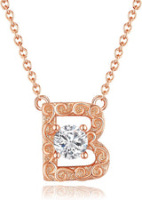 Personalized Initial Letter Pendant Necklace, Rose Gold Plated, A-Z, 16"+2"