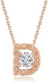 Personalized Initial Letter Pendant Necklace, Rose Gold Plated, A-Z, 16"+2"
