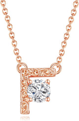 Personalized Initial Letter Pendant Necklace, Rose Gold Plated, A-Z, 16"+2"