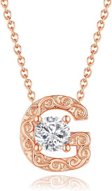 Personalized Initial Letter Pendant Necklace, Rose Gold Plated, A-Z, 16"+2"