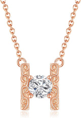 Personalized Initial Letter Pendant Necklace, Rose Gold Plated, A-Z, 16"+2"