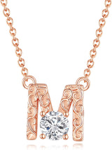 Personalized Initial Letter Pendant Necklace, Rose Gold Plated, A-Z, 16"+2"