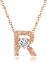 Personalized Initial Letter Pendant Necklace, Rose Gold Plated, A-Z, 16"+2"