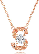 Personalized Initial Letter Pendant Necklace, Rose Gold Plated, A-Z, 16"+2"