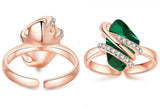 Wish Stone Adjustable Open Ring with Crystal, Rose Gold or Silver-Tone