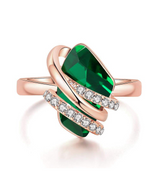 Wish Stone Adjustable Open Ring with Crystal, Rose Gold or Silver-Tone