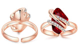 Wish Stone Adjustable Open Ring with Crystal, Rose Gold or Silver-Tone