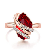 Wish Stone Adjustable Open Ring with Crystal, Rose Gold or Silver-Tone