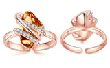 Wish Stone Adjustable Open Ring with Crystal, Rose Gold or Silver-Tone