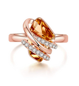 Wish Stone Adjustable Open Ring with Crystal, Rose Gold or Silver-Tone