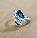 Wish Stone Adjustable Open Ring with Crystal, Rose Gold or Silver-Tone
