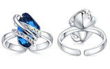 Wish Stone Adjustable Open Ring with Crystal, Rose Gold or Silver-Tone