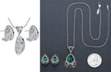 Teardrop Filigree Vintage-Style Earring and Necklace Set, Silver-Tone